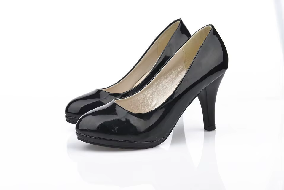 Chaussures en cuir à bouche peu profonde pour femmes, escarpins élégants à bout rond et à talons hau