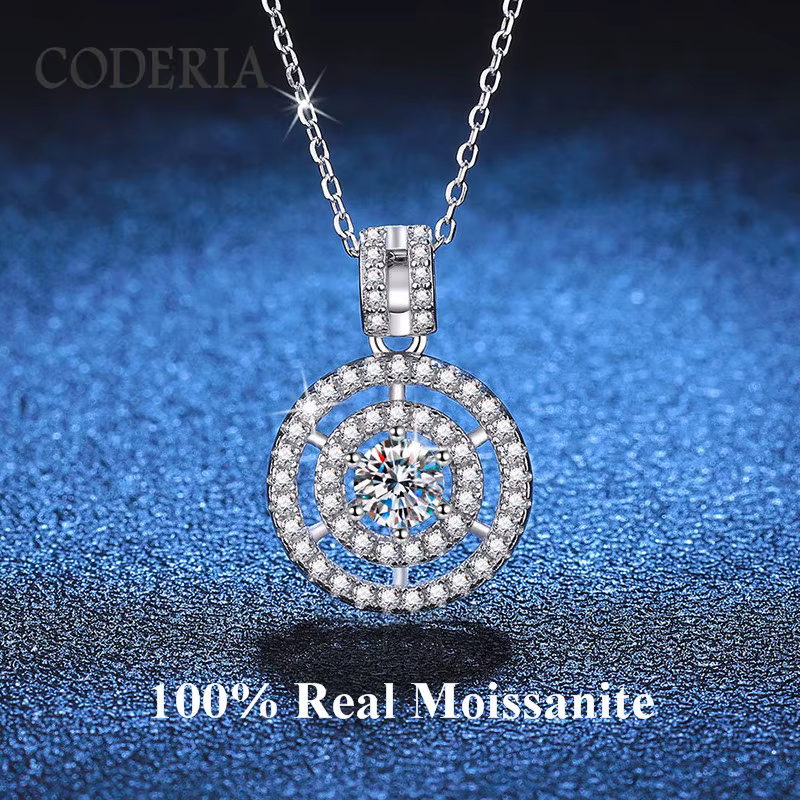 Collier pendentif de luxe en Moissanite plaqué or blanc 18 carats, 0.5 CT, en argent Sterling 925, n