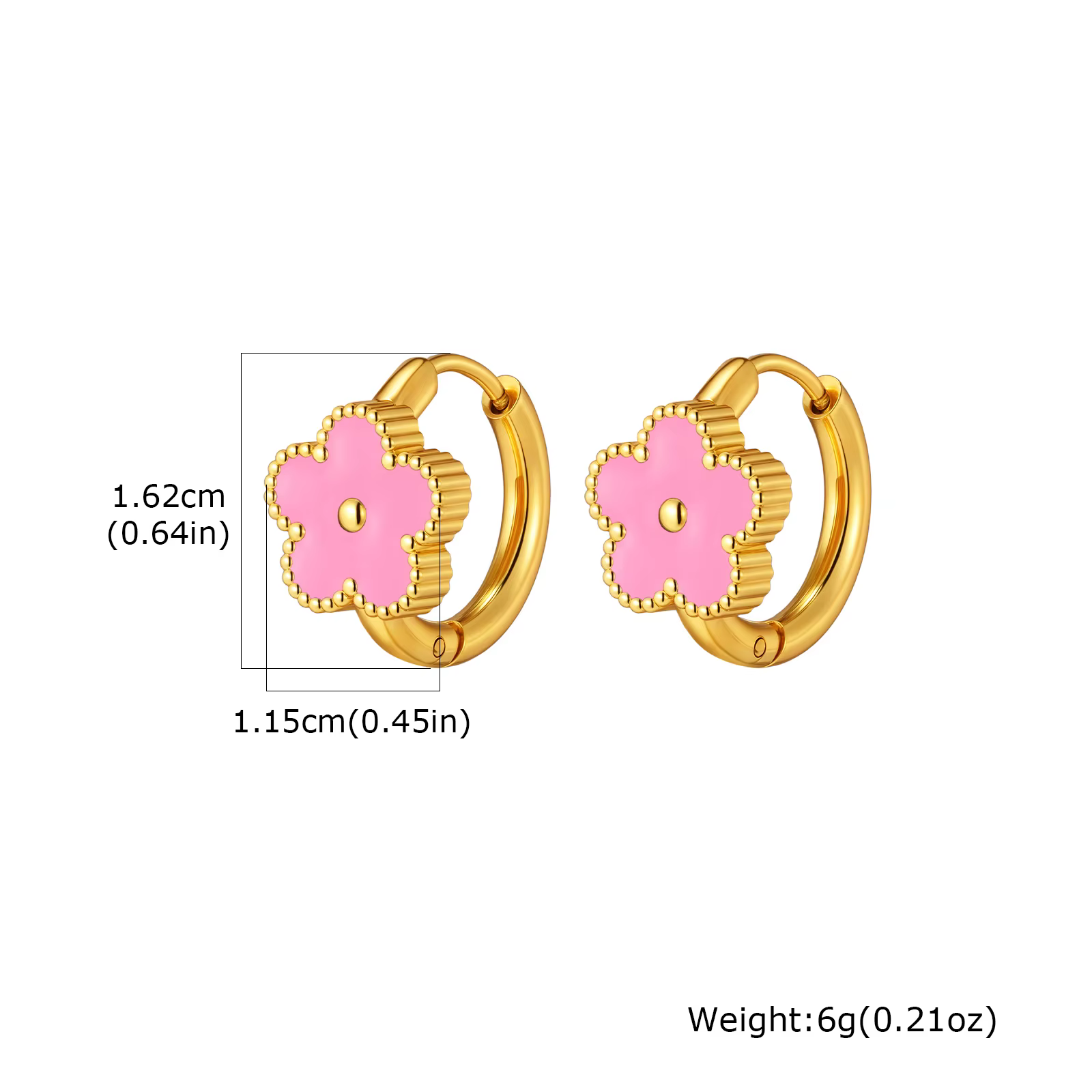 Boucles d'oreilles créoles à fleurs en émail pour femmes, boucles d'oreilles plaquées or en acier in