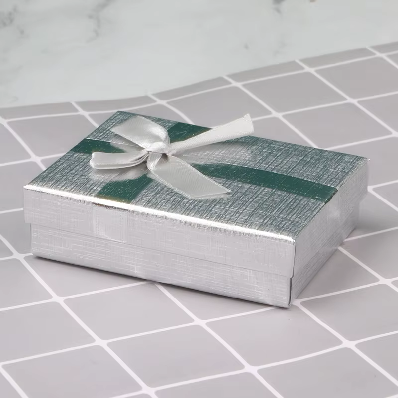 Ensemble de bijoux en carton, 12 pièces, boîte-cadeau avec nœud, bague, collier, Bracelets, boucles 
