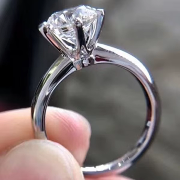 Bague de fiançailles simple en argent regardé 925 pour femme, mode, 1CT, 2CT, 3CT, cubique, contre-i