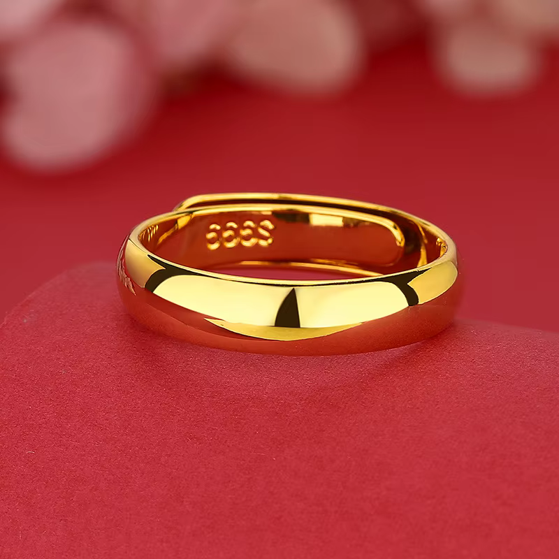 Alliance de mariage unie en or 24 carats AU99, bague ouverte réglable pour couples, bague empilable 