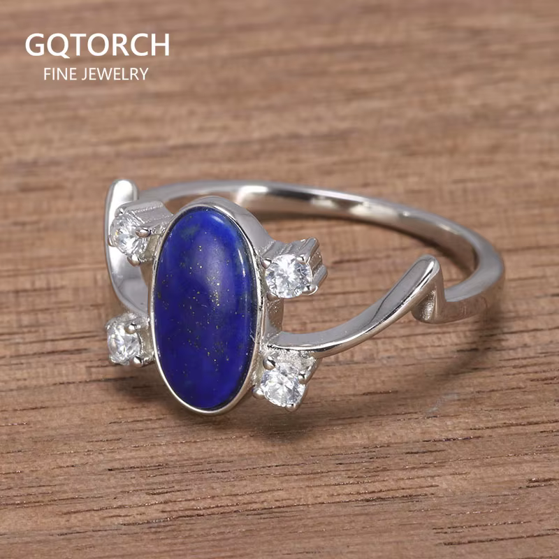 Bagues Elena en argent Sterling 925 pur pour femmes, pierre Lapis naturelle, journal intime de Vampi