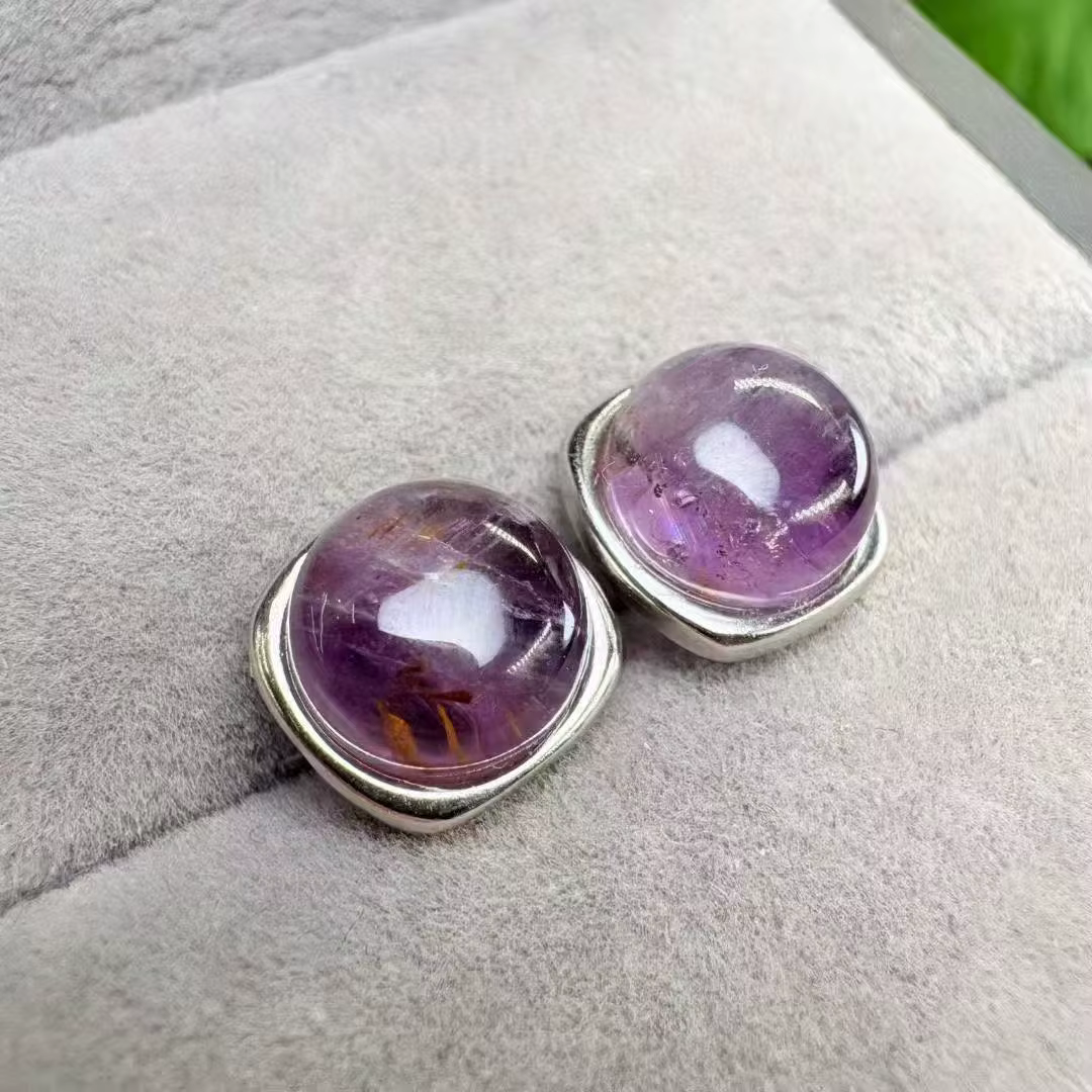 Paire de boucles d'oreilles en argent 925 avec quartz aurore naturel, cabochon de guérison, nouvelle