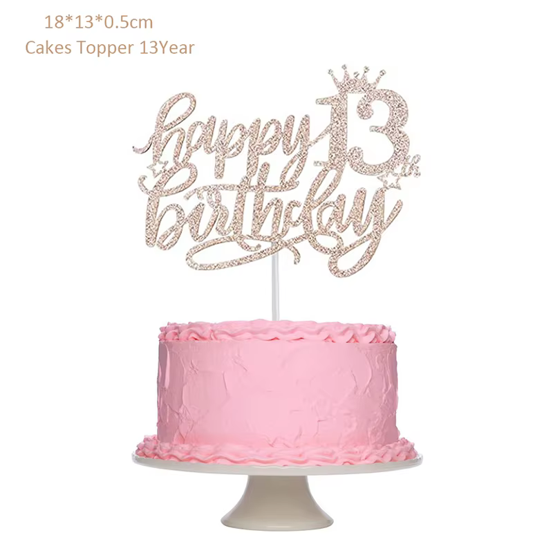 Nouveautés décoration de gâteau joyeux anniversaire en or Rose 13e 16e 18e 21e 30e 40e 50e âge cadea