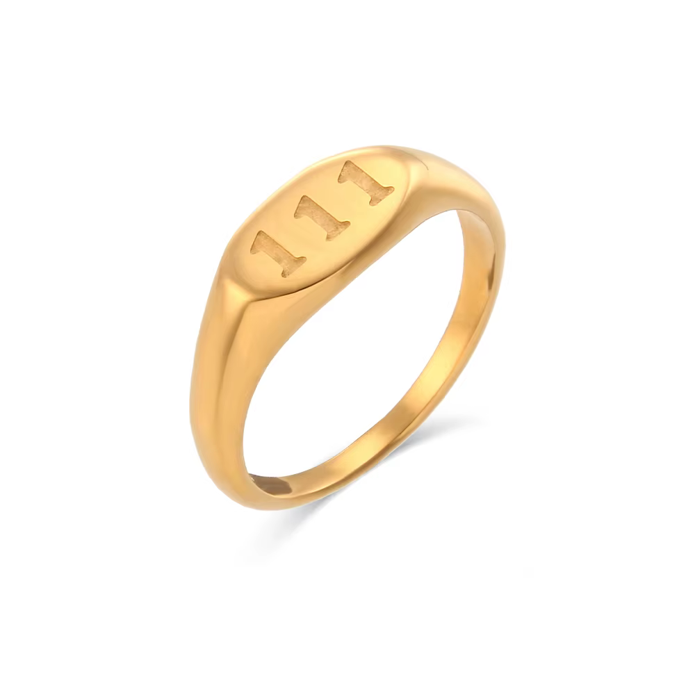 E.B.belle 2026 Bagues numérotées Anges Bijoux pour femmes Bague en acier inoxydable plaqué or 18 car