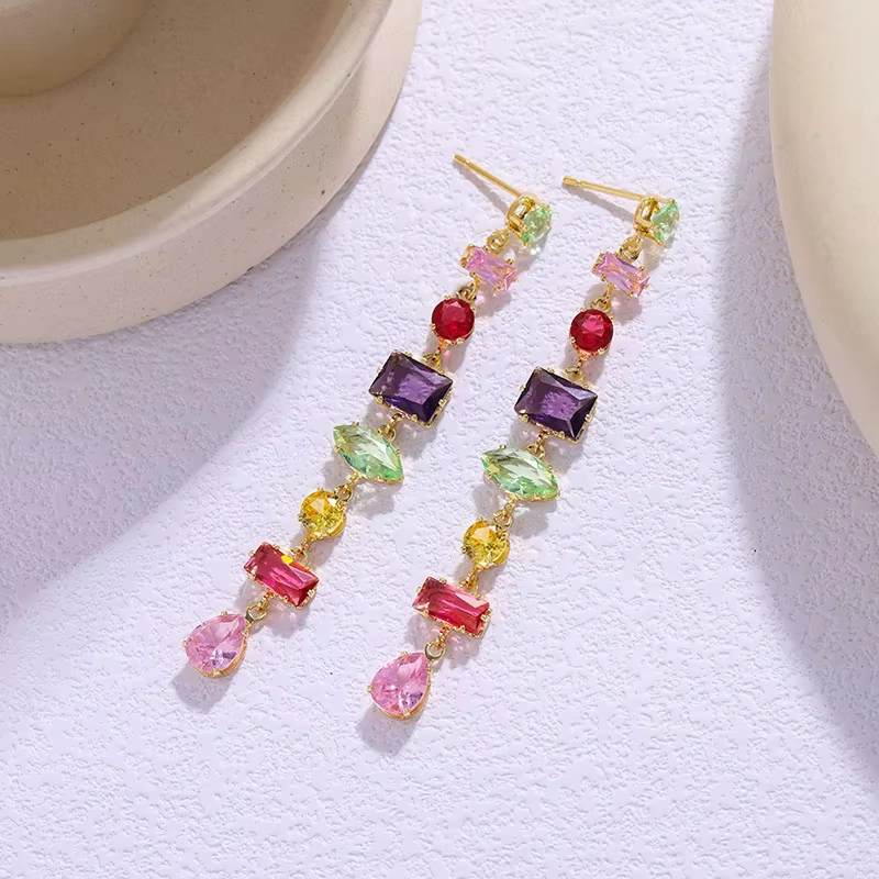 Ensemble de bijoux de luxe pour femmes, élégant, romantique, coloré, boucles d'oreilles, Bracelet, c