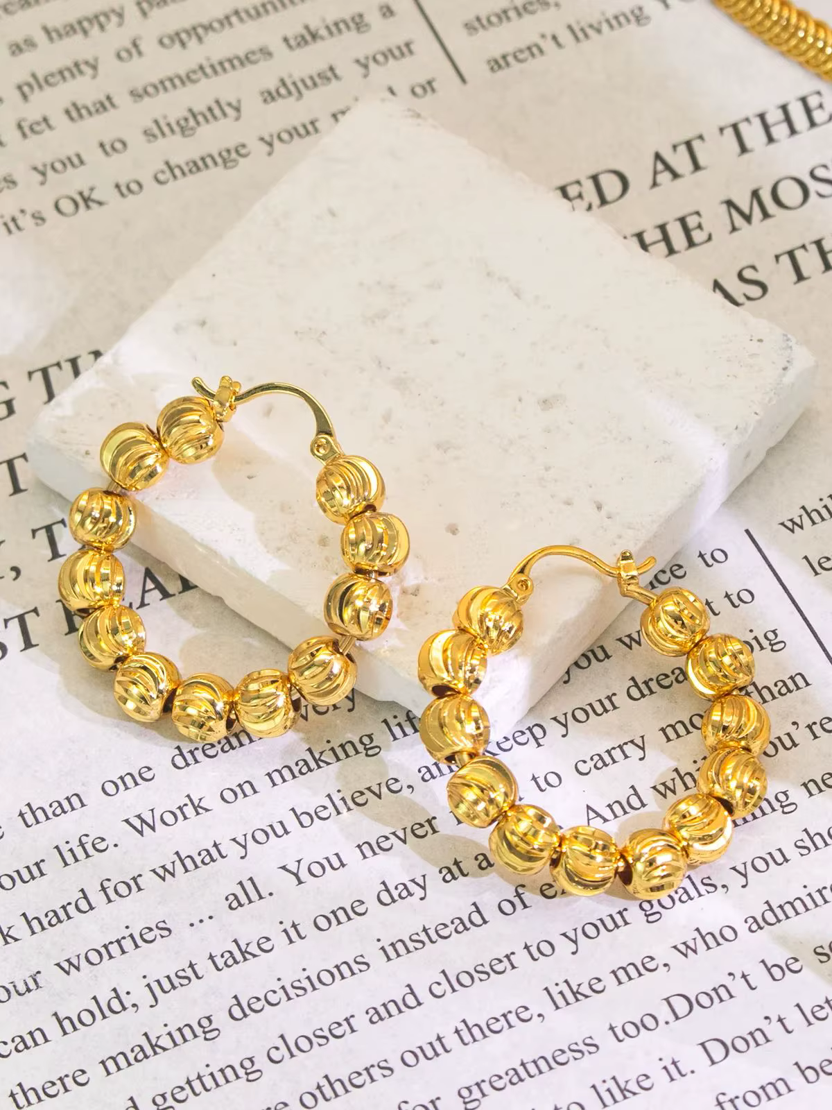 Boucles d'oreilles rondes dorées YTJX, design rotatif, plaqué or 18 carats, pour femme, bijoux de fê