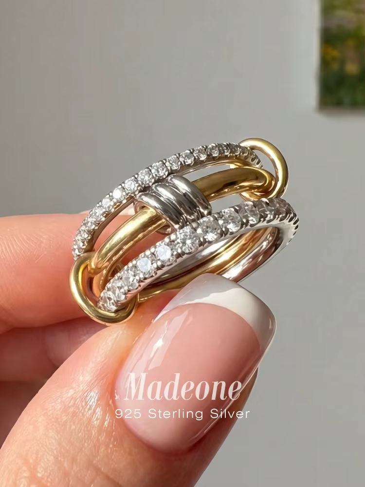 Bague en argent Sterling 925 pour femmes, trois anneaux entrelacés en Zircon, légère, de luxe, pour 