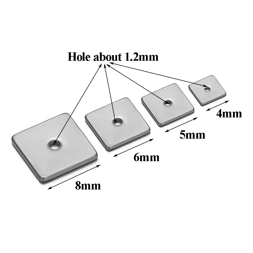 Perles d'espacement plates carrées dorées en acier inoxydable, 50 pièces, 4mm 5mm 6mm 8mm, perles am