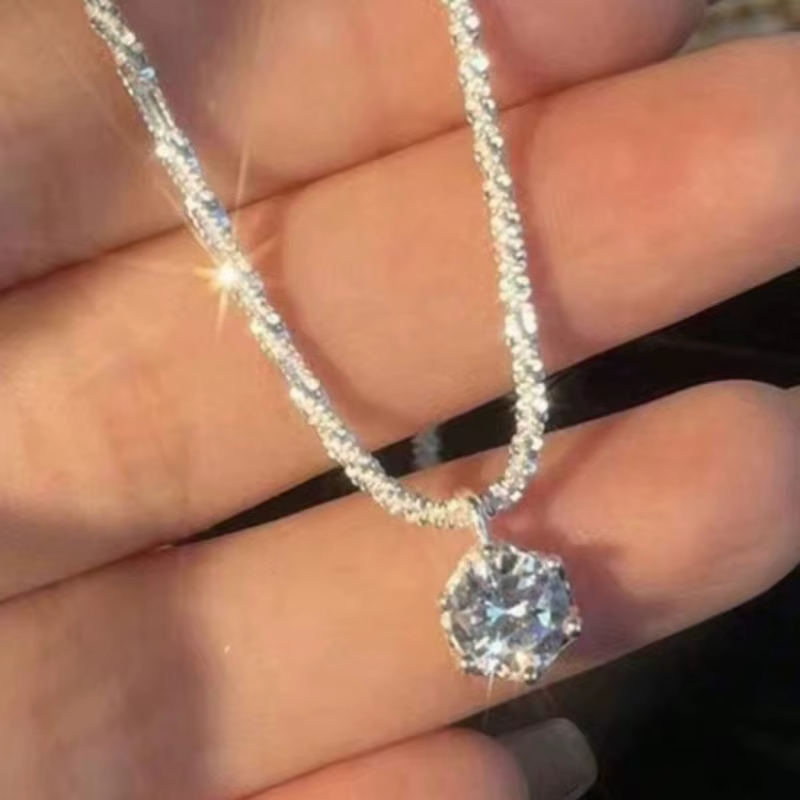 Collier plaqué argent Sterling 925, polyvalent, simple, scintillant, chaîne de clavicule en Zircon A