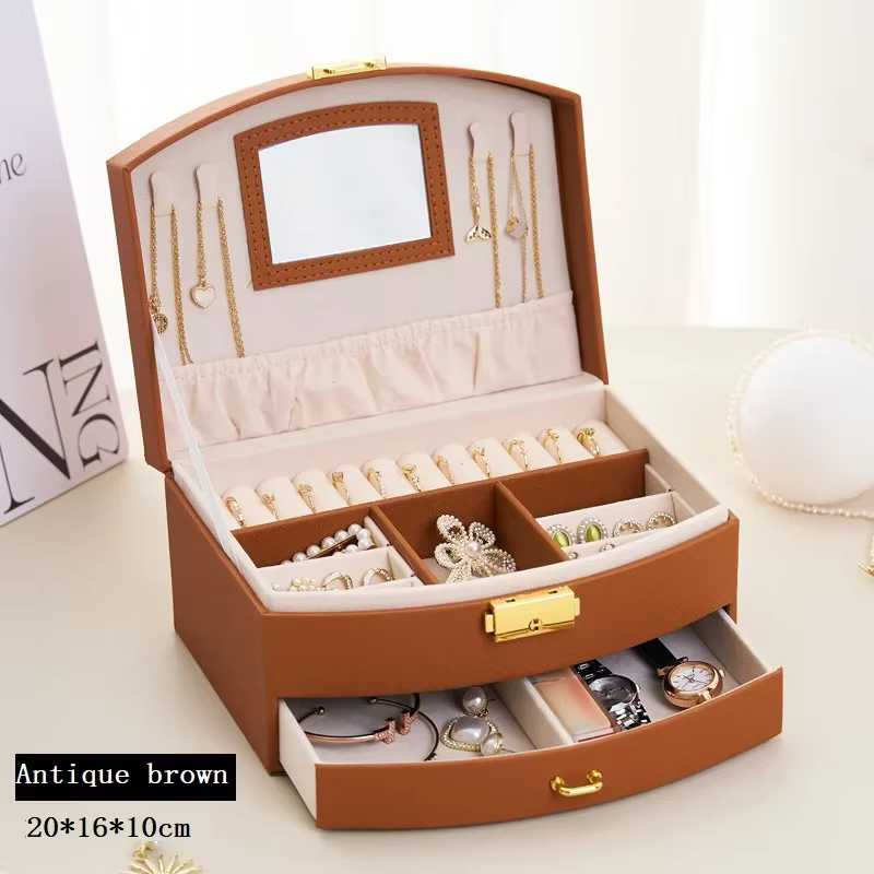 Boîte à bijoux de luxe portable, boîte de rangement à tiroir multicouche, utilisée pour la classific