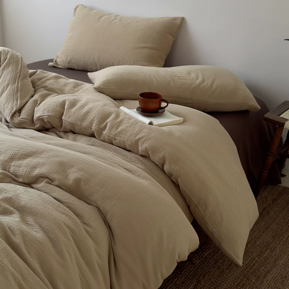 100% coton fil froissé housse de couette ensemble simple/Queen/King taille housse de couette housse