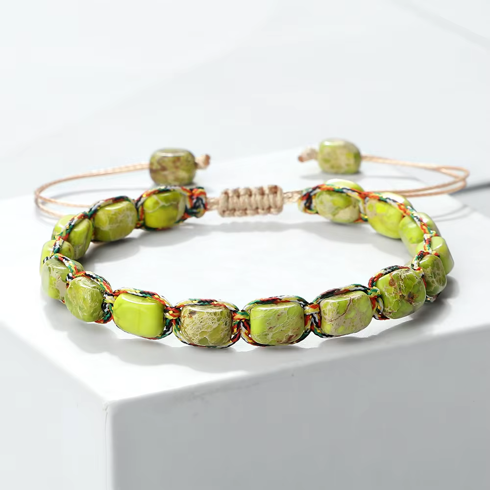 Bracelet de perles en pierre impériale bohème, tressé à la main, bijoux d'amitié, cadeau, Design Vin