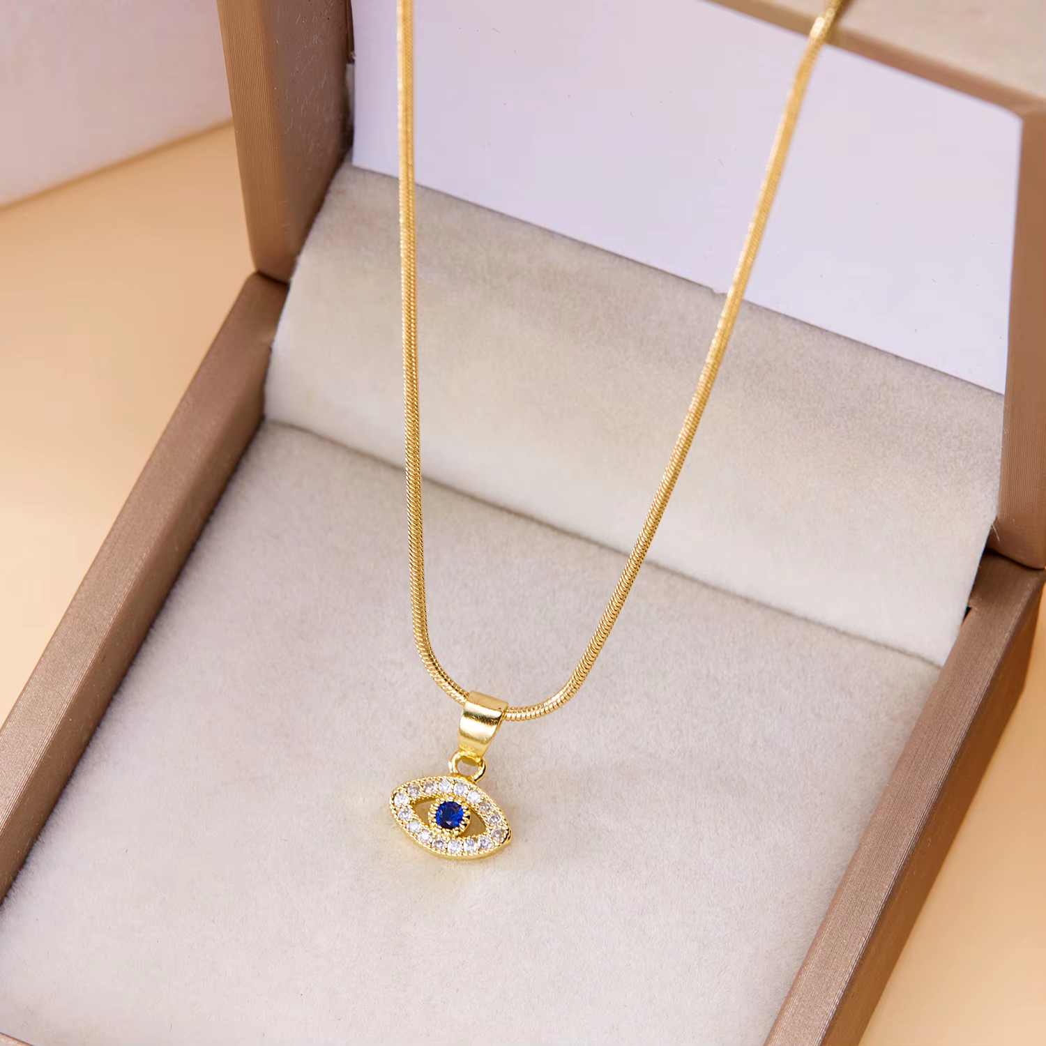 Collier porte-bonheur mauvais œil en strass pour femmes, Vintage, yeux bleus turcs, en acier inoxyda