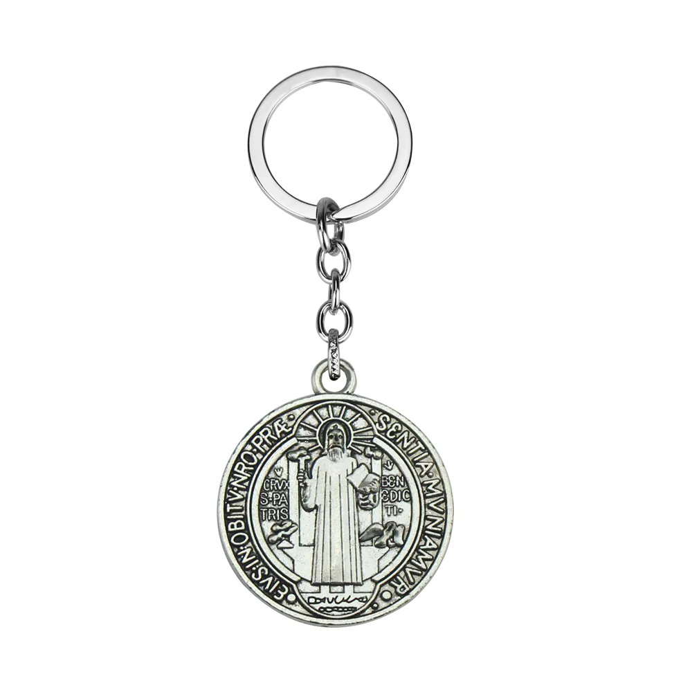 Collier médaille Saint benoît, chaînes en acier inoxydable, pendentif médaillon catholique Saint ben
