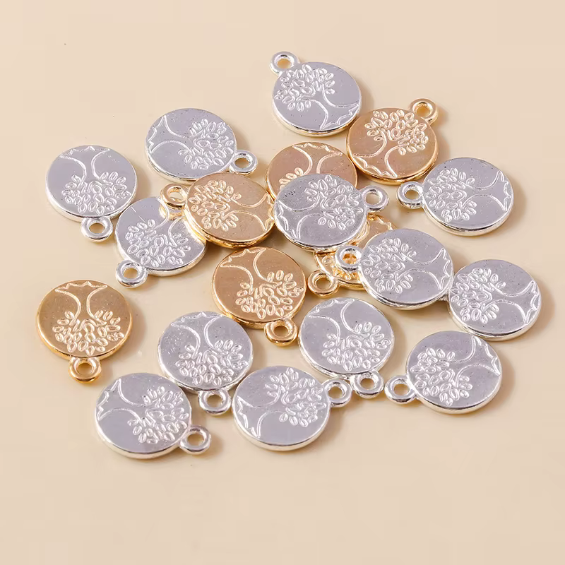 Pendentifs arbre de vie en métal couleur or argent 11x15mm, 20 pièces, pièces d'arbre en alliage, br