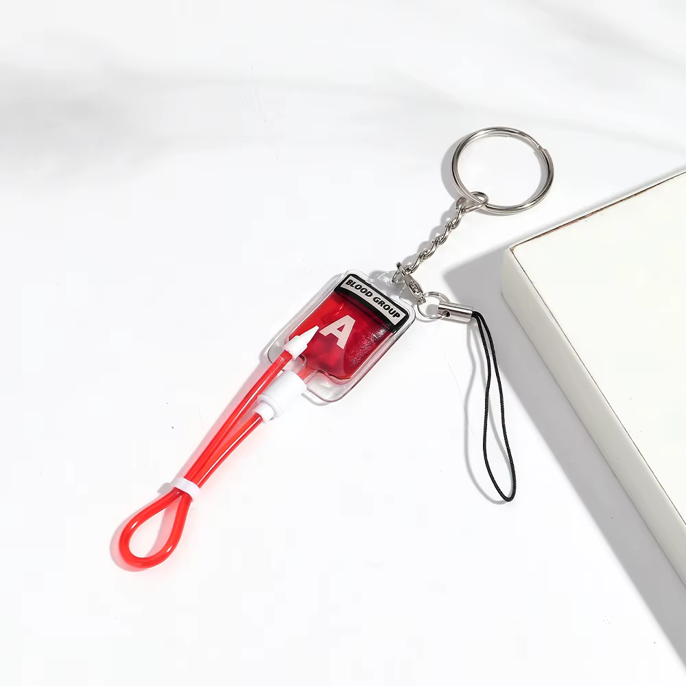 1 pièces sang Type A B O AB Plasma Pack sac de sang PVC téléphone pendentif bijoux à bricoler soi-mê