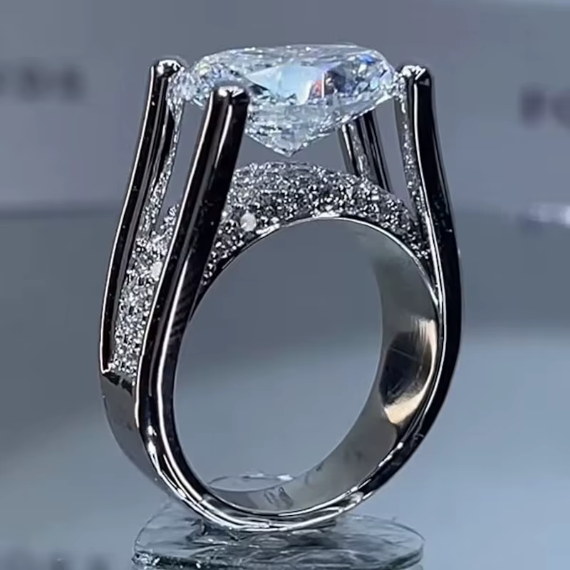 Foydjew 2024 nouvelle tendance ronde brillante haute teneur en carbone diamant bagues de fiançailles