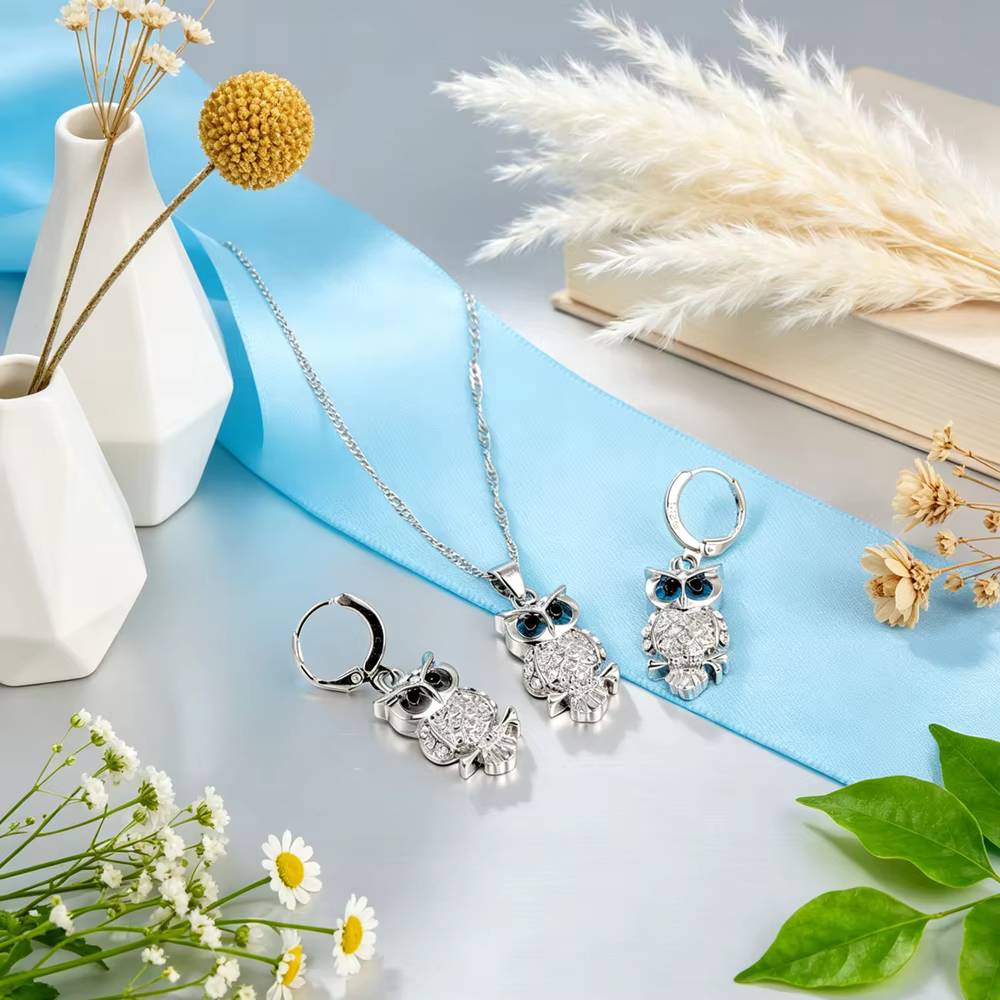 Ensemble de bijoux fantaisie en argent sterling 925 avec pendentif et boucles d'oreilles pour femme,