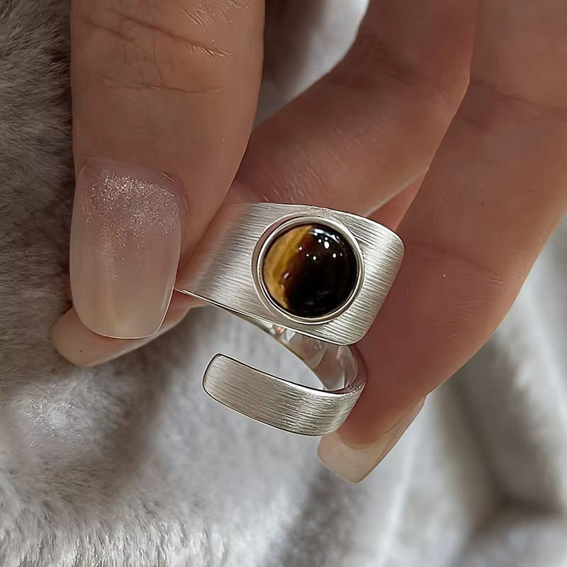 Anneaux minimalistes faits à la main pour femmes, bijoux fins, cadeau, anti-allergie, avec grande pi