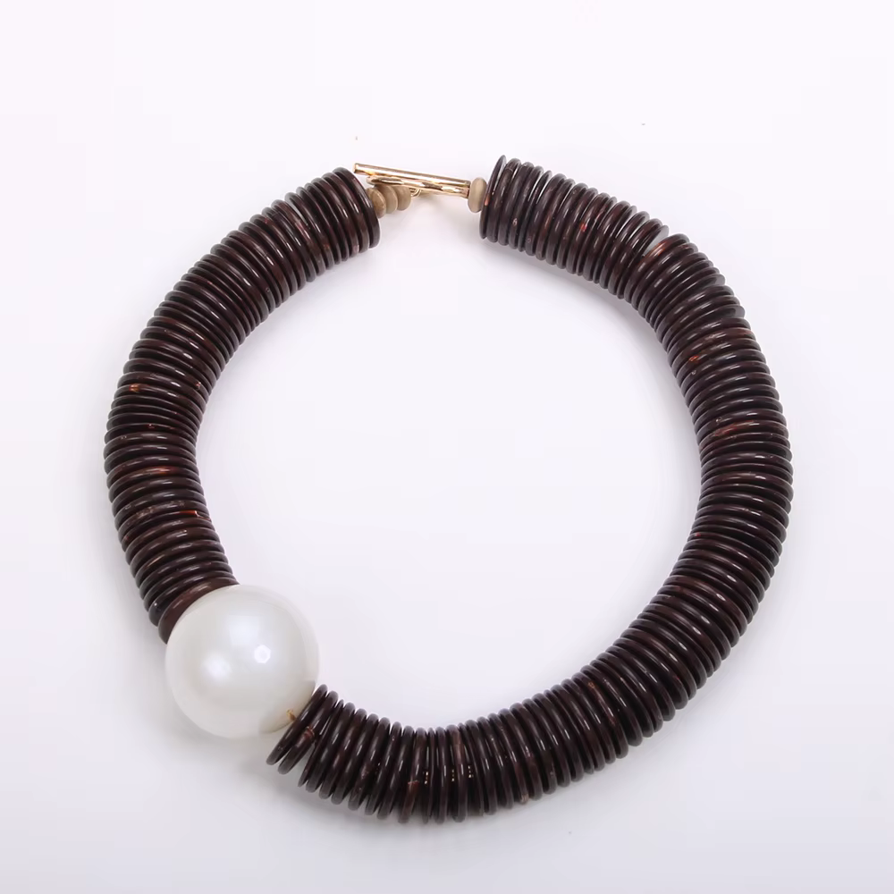 Collier Boho avec grandes perles faites à la main pour femmes, bijoux de fête tendance