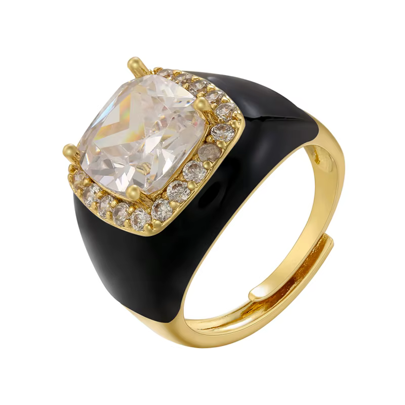 ZHUKOU-Bague rose avec ouverture pour femme, bijoux de princesse, romantique, grosse pierre glacée, 