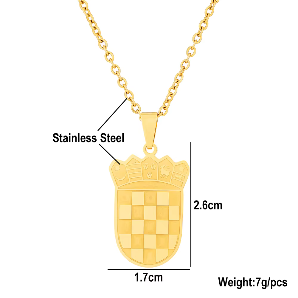 Collier pendentif en acier inoxydable pour hommes et femmes, Europe, sensation croate, or, acier, do