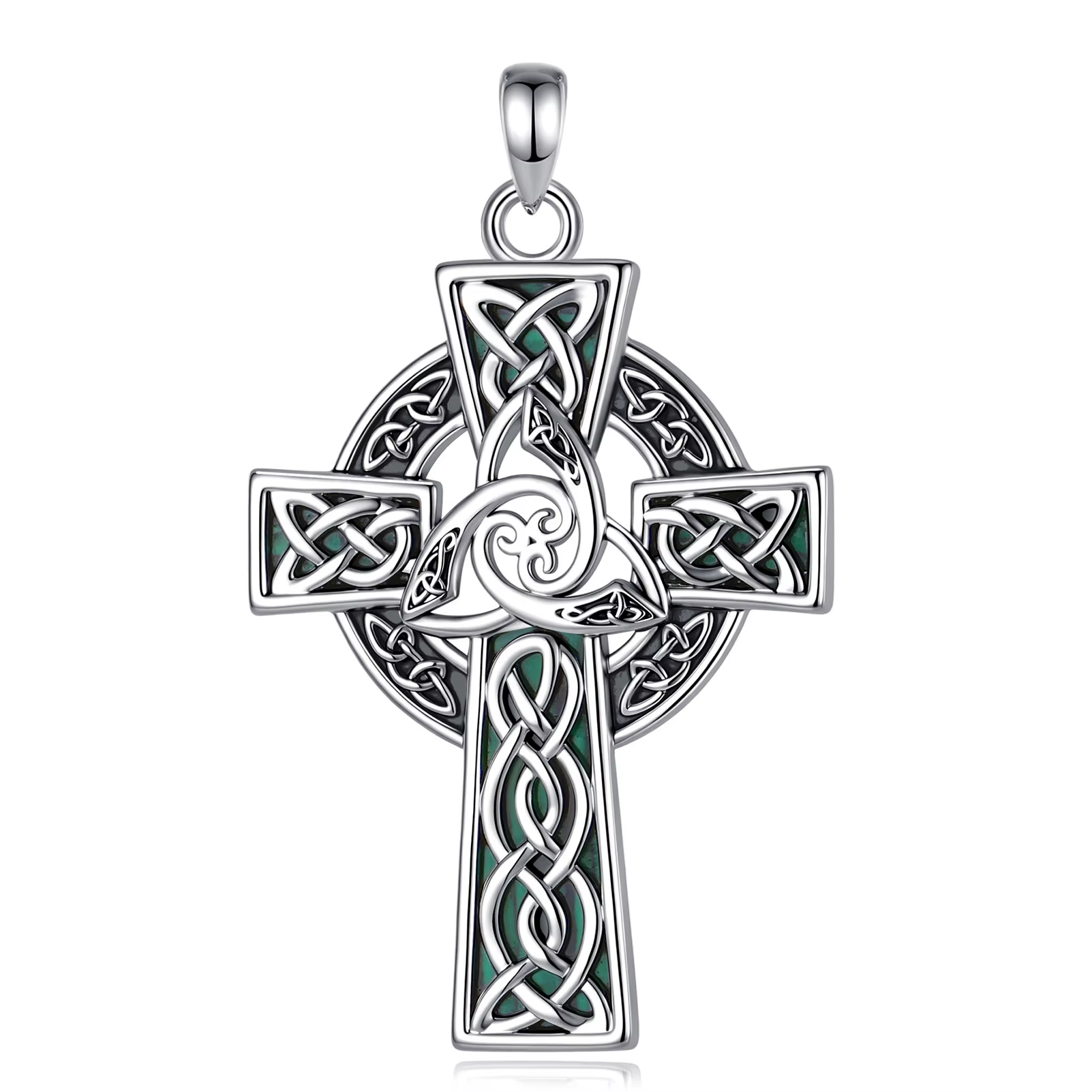 Collier en cuivre Eudora avec croix celtique Triquetra, pendentif en malachite, amulette chrétienne,