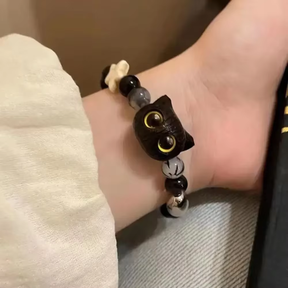 Bracelets de perles Shoous pour femmes et hommes, breloque chat, bracelet d'ami assressenti, brille 