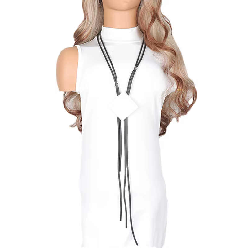 UEllBAY-Long collier gothique en caoutchouc pour femme, pendentif pompon géométrique, design rétro, 
