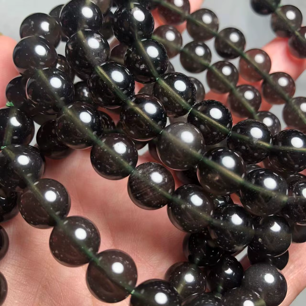 Meihan-AA pierre de météorite Cintamani naturelle, perles rondes lisses, bijoux à la mode pour la co