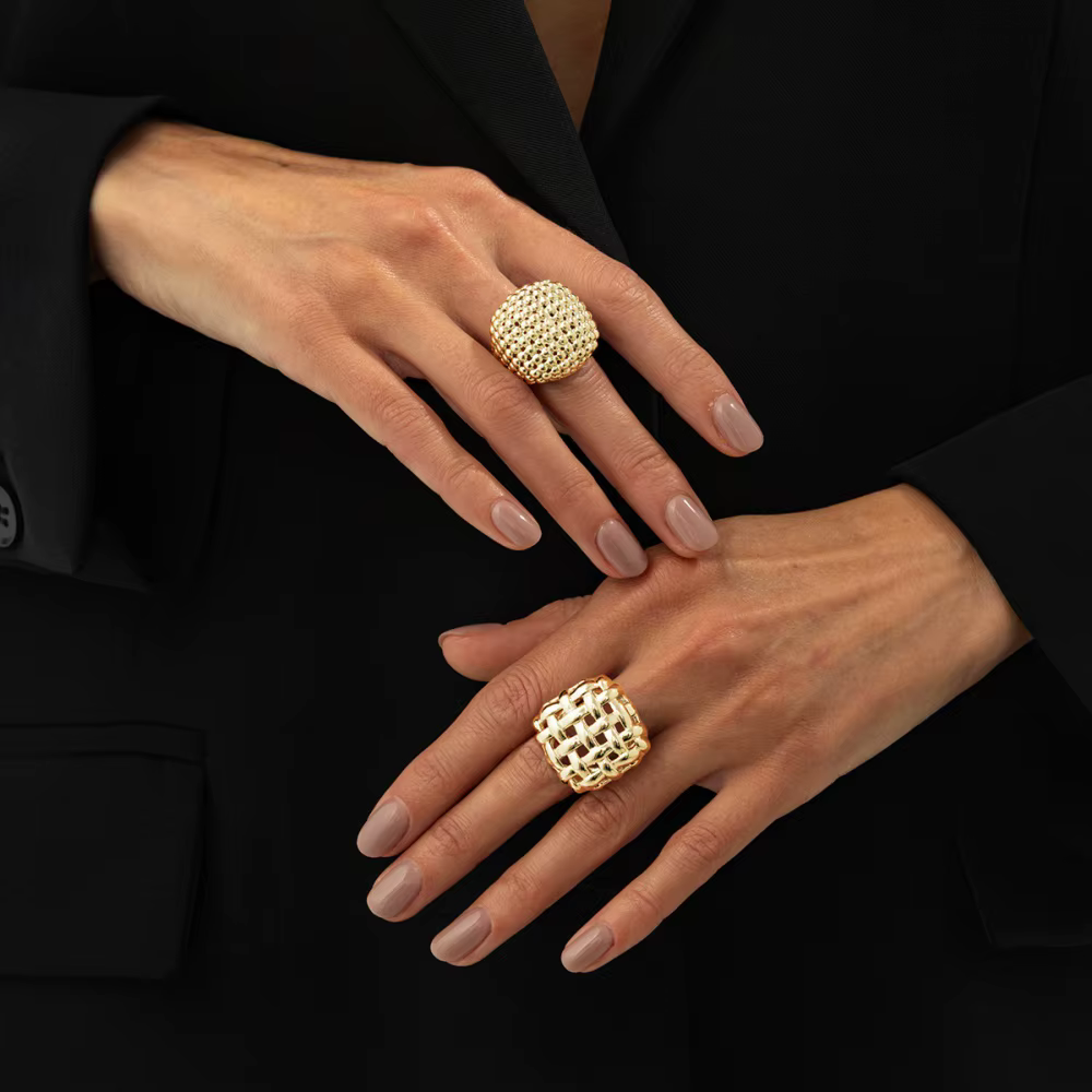 Ensemble de bagues sphériques ajourées à la mode, bague d'ouverture de couple de fête hip-hop rap ro