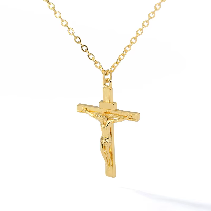 Collier croix de Jésus chrétien pour hommes et femmes, tour de cou en acier inoxydable, religion, bi