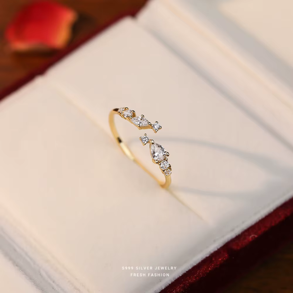 Bagues en argent Sterling 999 véritable pour femmes, bijoux de fête de mariage, tempérament brillant