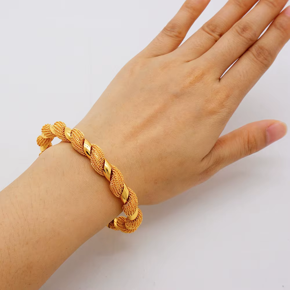 Bracelet plaqué or 24 carats pour femmes, grand Bracelet Design Newe pour mariage