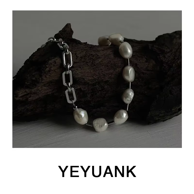 Collier de perles baroques naturelles Hip Hop pour femmes, chaîne d'épissure de ton froid, accessoir