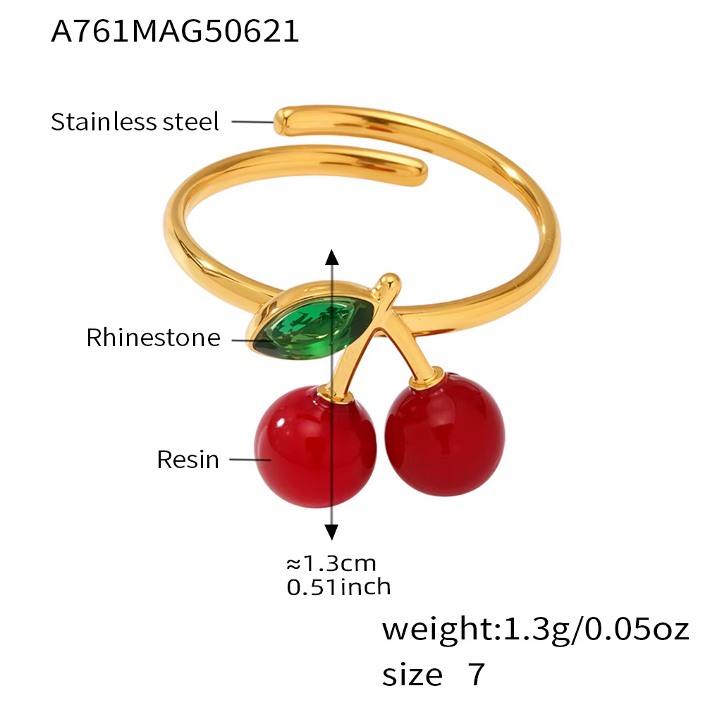 Amaiyllis – bague cerise en résine de Zircon, à la mode, minimaliste, fruits sucrés, Index ouvert, b