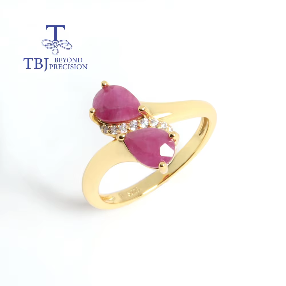 Bague en rubis naturel 2026, or jaune 18 carats, argent 925, bijoux de luxe légers et tendance pour 