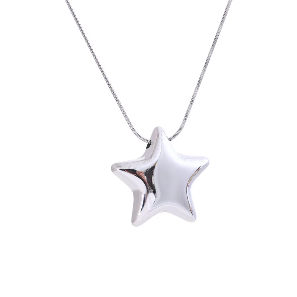 NiNice Style chaud lisse en acier inoxydable étoile pentagramme collier pendentif 18K PVD plaqué att