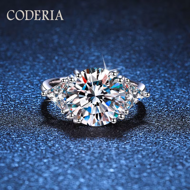 Bague en mousseline de luxe en argent regardé 5.0, 925 carat, diamant plaqué or, alliances, bijoux d