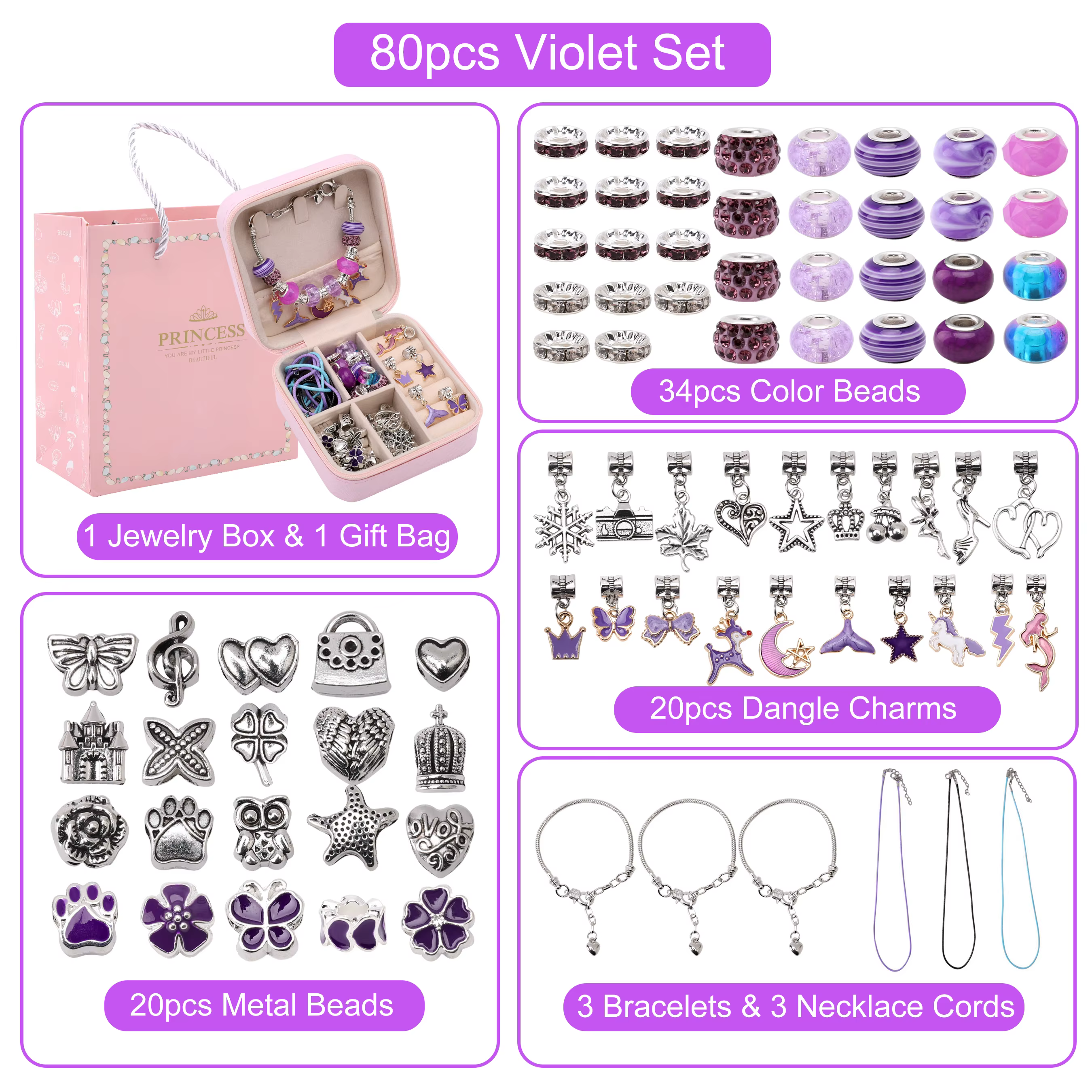 Coffret cadeau pour la fabrication de bijoux, Kit de fabrication de Bracelets avec organisateur de b