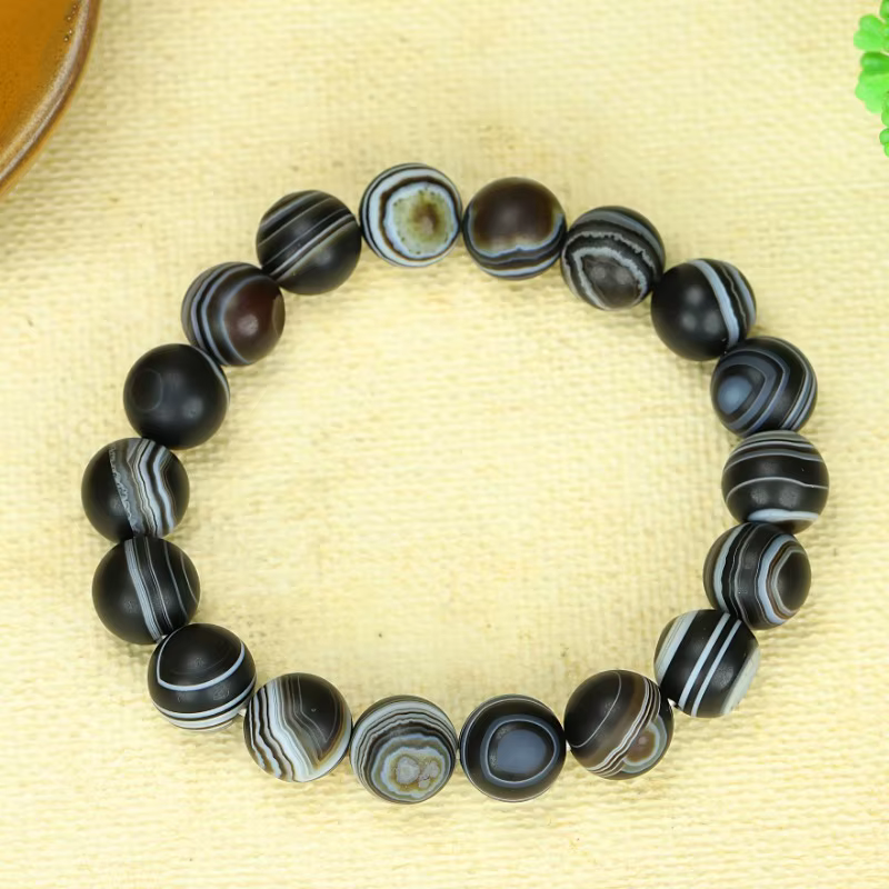 Bracelet élégant à rayures en agate pour hommes - Accessoires de bracelet élégants