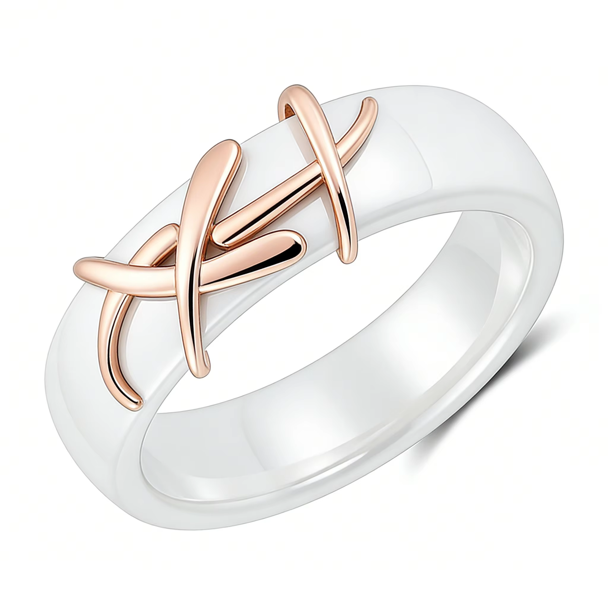Wbmqda – bagues en céramique blanche de 7mm de largeur pour femmes, couleur or Rose 585, accessoires