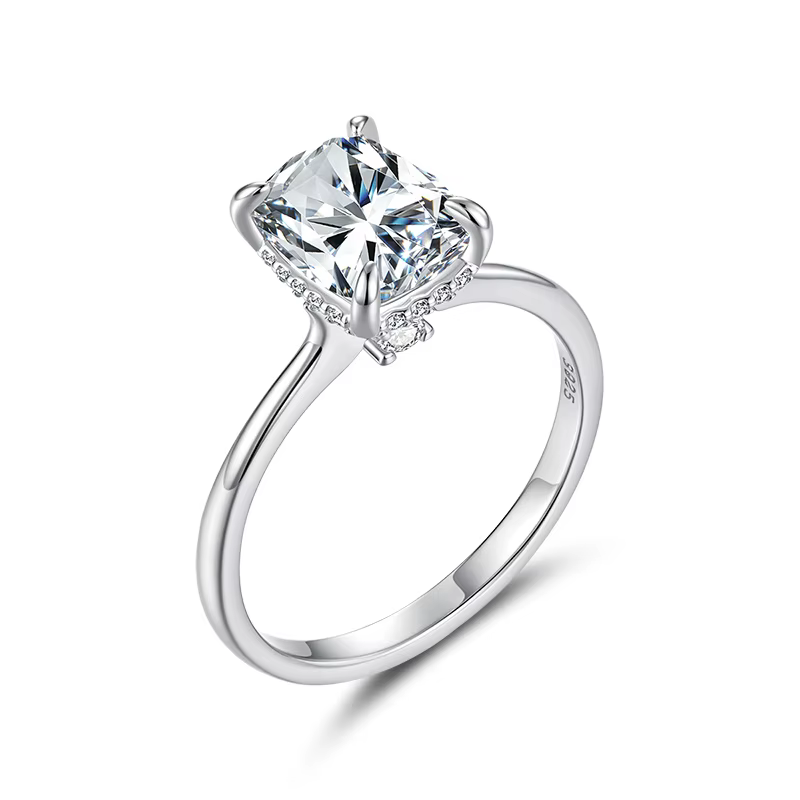 Bamoer – bague Moissanite U 3CT en argent Sterling 925, design unique à coupe coussin, bagues certif