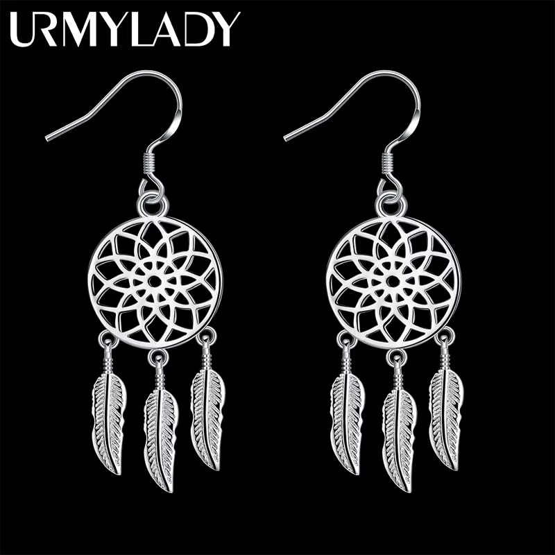 Boucles d'oreilles attrape-rêves en argent Sterling 925 pour femmes, accessoires de fête de mariage,