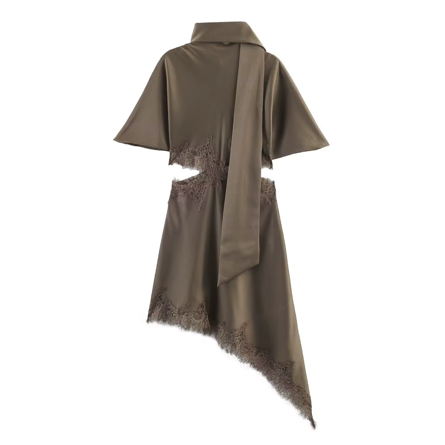 Robe élégante en satin de soie décorée de dentelle, mode féminine, nouvelle arrivée printemps-été, r