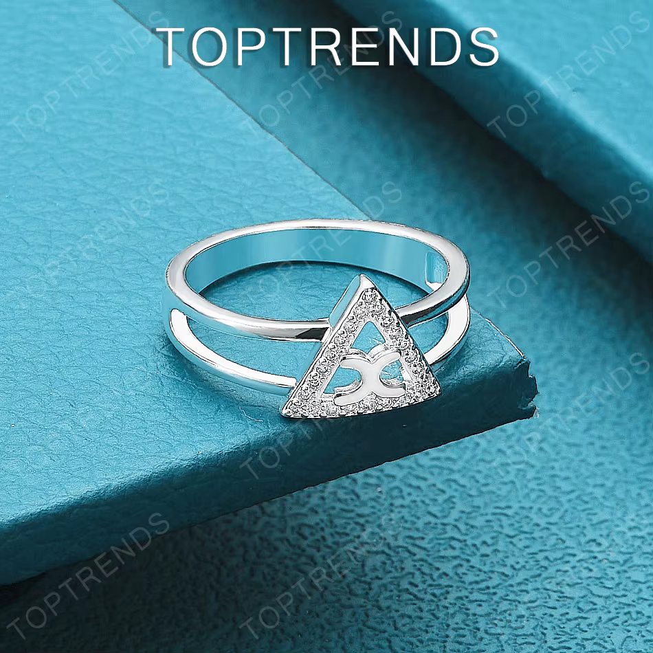 Bague triangulaire en argent Sterling 925 de haute qualité pour femmes, accessoires de bijoux agréab