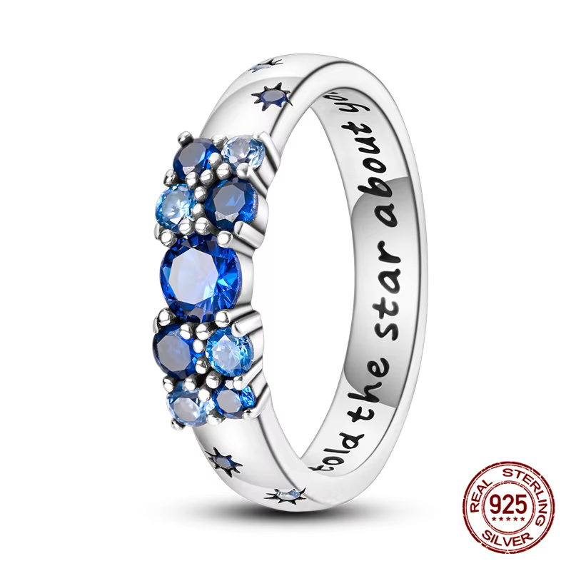 Bague Star Code en argent Sterling 925, oxyde de zircon, émail, hypoallergénique, bijoux fins à la m