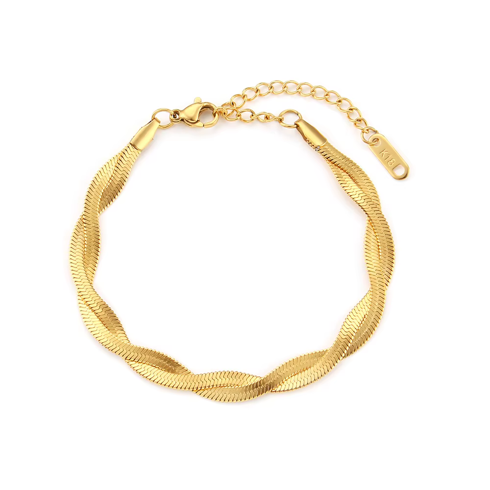 E.B.belle – ensemble de bracelets et colliers en chaîne à chevrons tressées imperméables plaqués or,